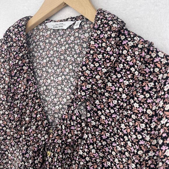 & OTHER STORIES Blouse 6 Paris Atelier Ditsy Floral Ruffled Shell Button Black - Picture 5 of 11